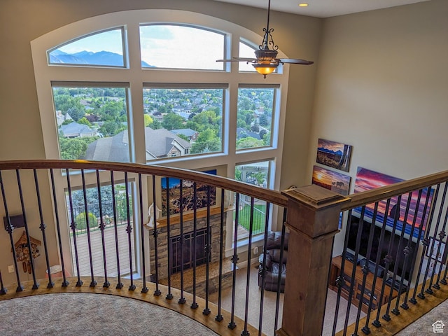2524 E 700 S, Springville, UT 84663 - staircase featuring a high ceiling and ceiling fan