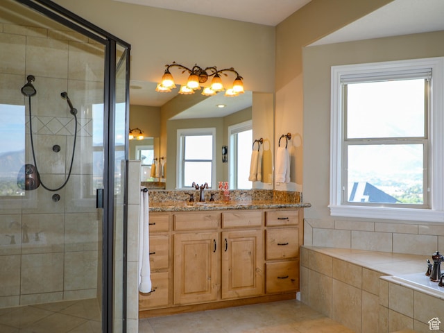 2524 E 700 S, Springville, UT 84663 - bathroom featuring vanity, tile patterned flooring, and a shower stall