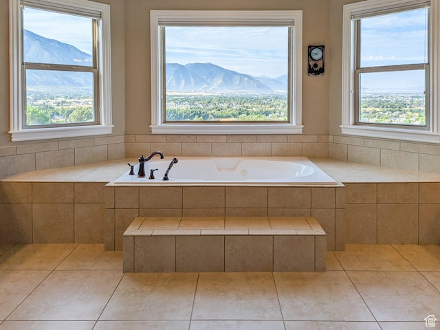2524 E 700 S, Springville, UT 84663 - full bath with a mountain view, a garden tub, and tile patterned floors