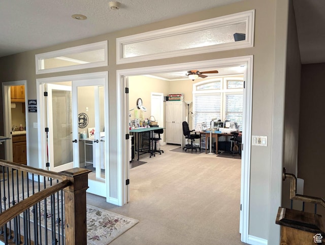 2524 E 700 S, Springville, UT 84663 - hall featuring baseboards, a textured ceiling, and light colored carpet