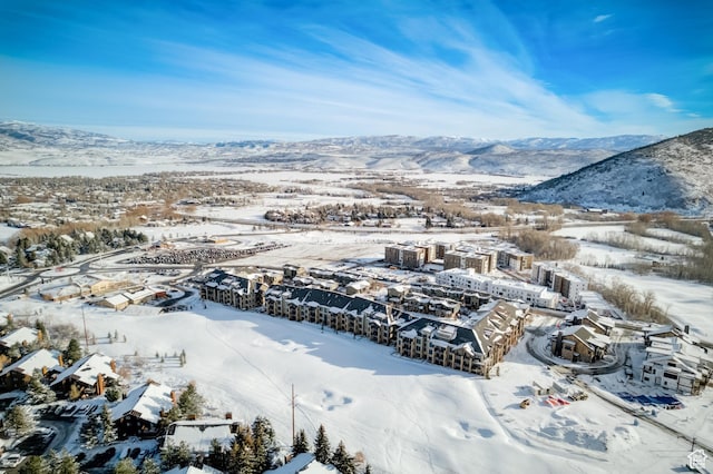 3676 Blackstone Dr, Park City, UT 84098 - snowy aerial view featuring a mountain view