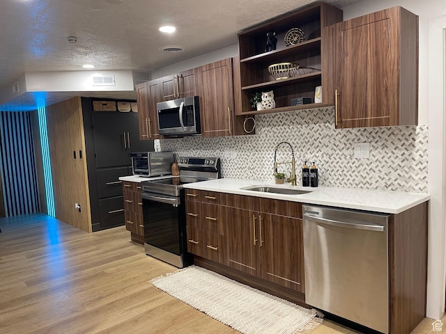 3444 S 1100 E, Millcreek, UT 84106 - kitchen featuring light countertops, a sink, stainless steel appliances, visible vents, and light wood-style floors