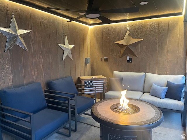 3444 S 1100 E, Millcreek, UT 84106 - exterior space featuring an outdoor living space with a fire pit and a ceiling fan