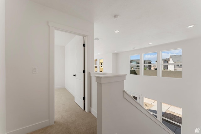 518 W Olive Ln, St George, UT 84790 - hall with an upstairs landing, light carpet, and recessed lighting