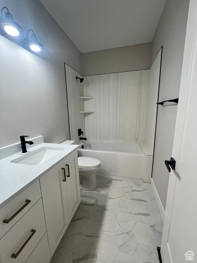 335 E 340 S, Kamas, UT 84036 - full bath featuring marble finish floor,  shower combination, toilet, and vanity