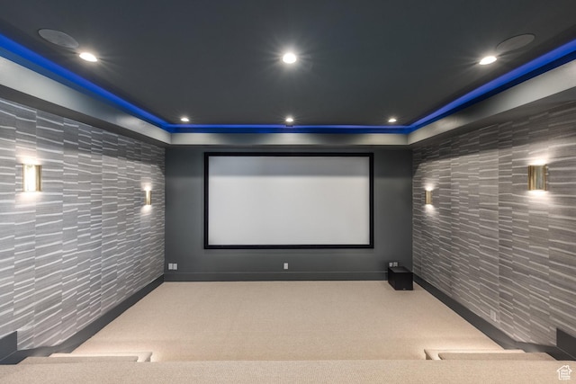 13926 S Jarvie Ln E, Draper, UT 84020 - carpeted cinema room featuring tile walls and recessed lighting