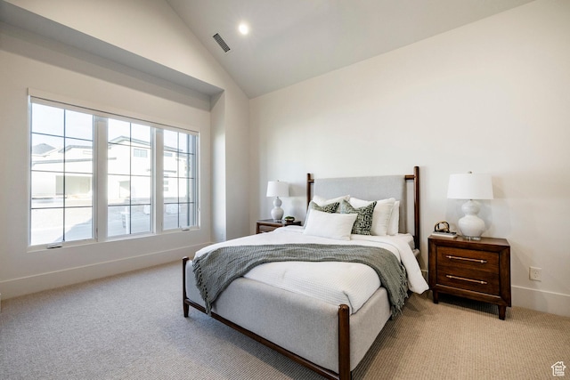 13926 S Jarvie Ln E, Draper, UT 84020 - bedroom with light carpet, vaulted ceiling, and baseboards