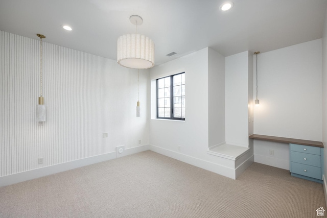 13926 S Jarvie Ln E, Draper, UT 84020 - unfurnished room featuring light colored carpet, recessed lighting, baseboards, and an office area