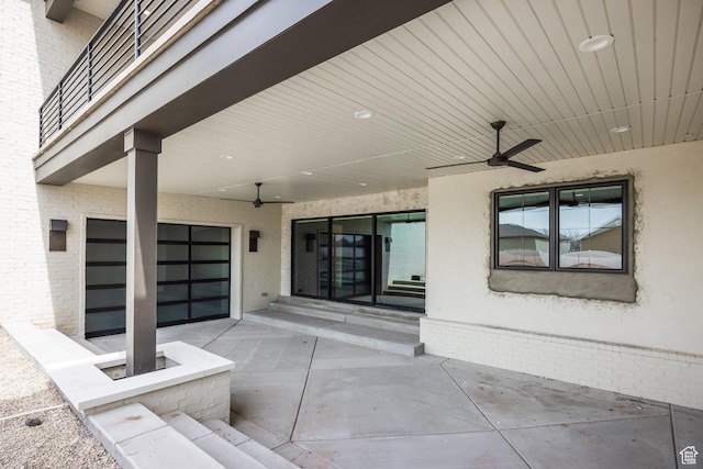 13926 S Jarvie Ln E, Draper, UT 84020 - view of patio / terrace with entry steps and a ceiling fan