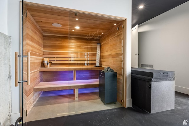 13926 S Jarvie Ln E, Draper, UT 84020 - view of sauna featuring finished concrete floors and recessed lighting