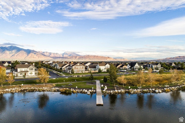 property view of water featuring a residential view and a mountain view