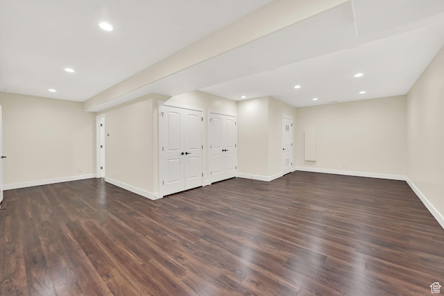 3059 S Lola Cir, Millcreek, UT 84109 - finished basement featuring dark wood-type flooring, baseboards, and recessed lighting