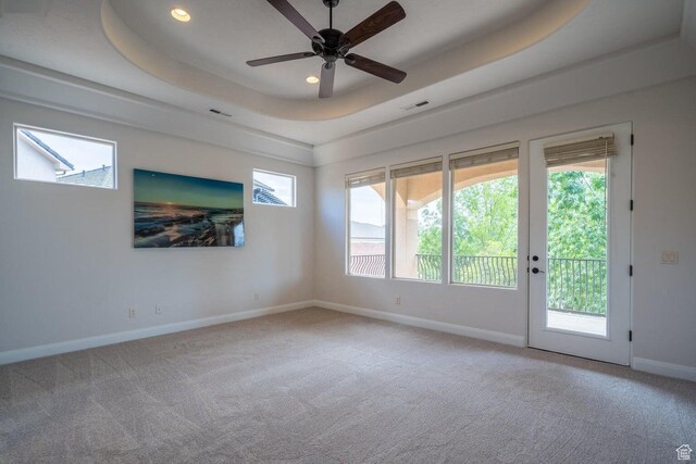 2104 S Corral Way, Washington, UT 84780 - empty room featuring baseboards, visible vents, carpet flooring, and a raised ceiling