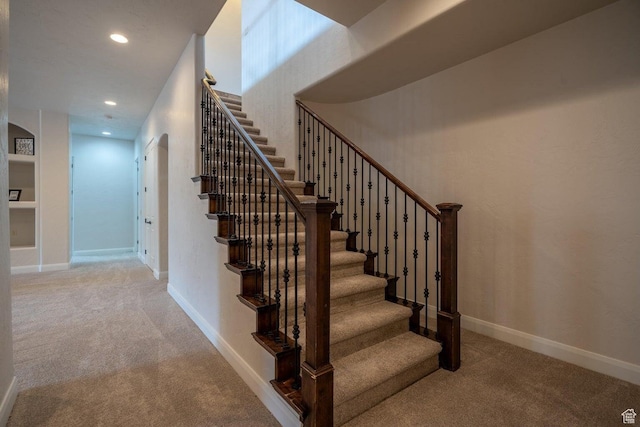 2104 S Corral Way, Washington, UT 84780 - staircase with carpet flooring, baseboards, and recessed lighting