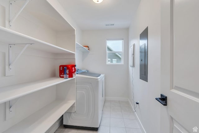 1031 S 950 W, American Fork, UT 84003 - washroom with washing machine and clothes dryer, light tile patterned floors, electric panel, and baseboards