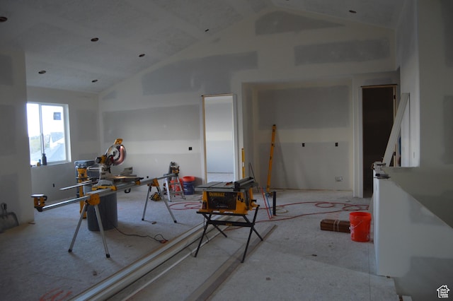 misc room featuring lofted ceiling