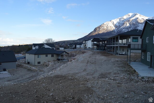 exterior space featuring a mountain view