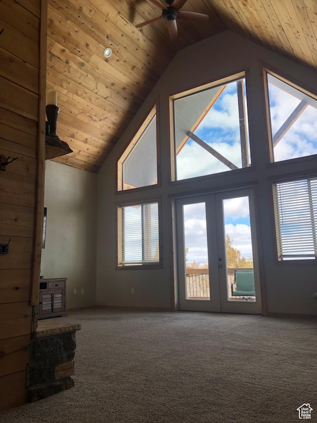11741 E 14330 N Unit 232, Mount Pleasant, UT 84647 - unfurnished living room featuring ceiling fan, carpet, and wood ceiling