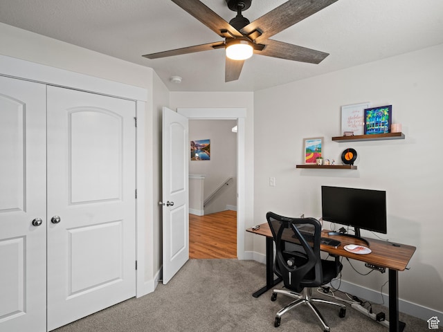 4981 W Longboat Ln, Herriman, UT 84096 - office area featuring carpet flooring, baseboards, and ceiling fan