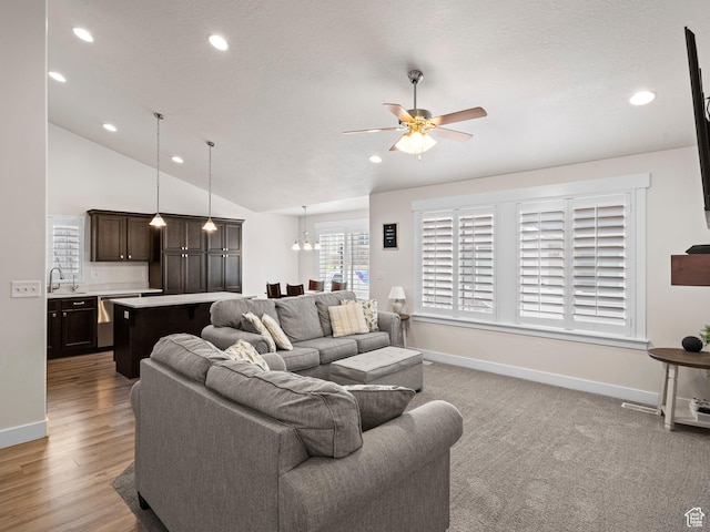 4981 W Longboat Ln, Herriman, UT 84096 - living room with recessed lighting, baseboards, and ceiling fan