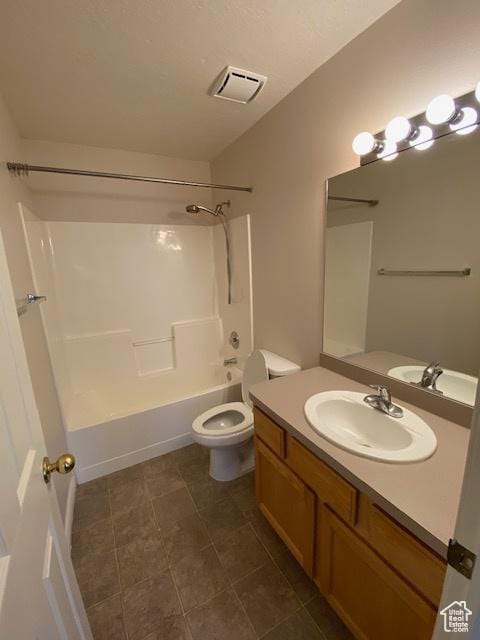 4625 W Harvey Blvd, Cedar Hills, UT 84062 - bathroom featuring toilet, vanity, shower / bath combination, and visible vents