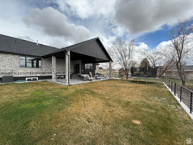 340 E 300 N, Moroni, UT 84646 - view of yard with a trampoline, a patio area, cooling unit, and outdoor lounge area