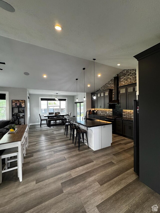 340 E 300 N, Moroni, UT 84646 - kitchen with dark countertops, a sink, black appliances, healthy amount of natural light, and recessed lighting