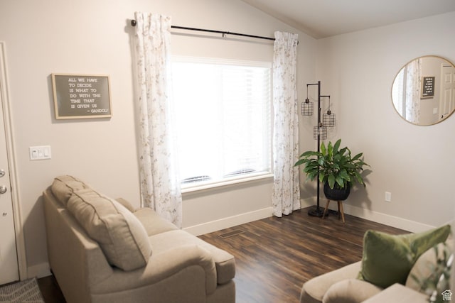 1751 E 1130 S, Spanish Fork, UT 84660 - sitting room with dark wood-style flooring, baseboards, and vaulted ceiling