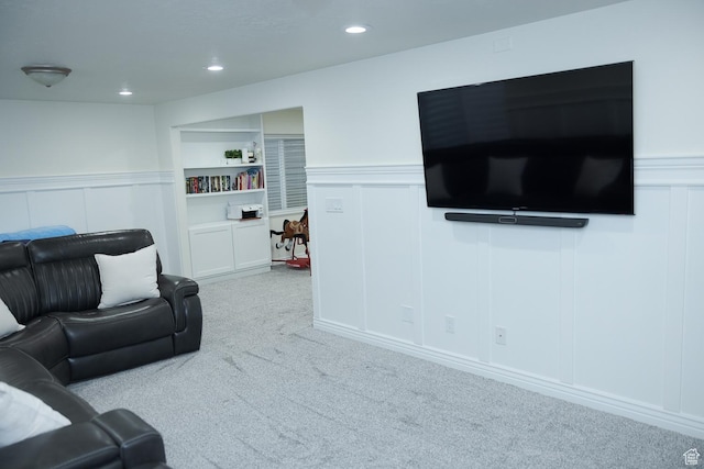 1751 E 1130 S, Spanish Fork, UT 84660 - living room featuring a decorative wall, carpet floors, a wainscoted wall, and recessed lighting