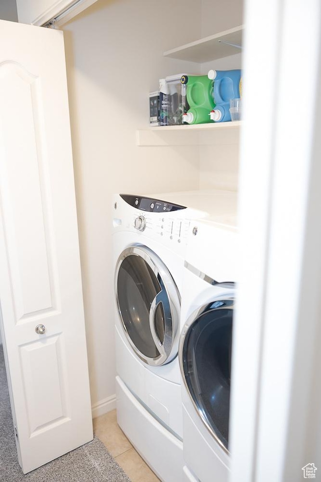 1751 E 1130 S, Spanish Fork, UT 84660 - laundry room with washer and clothes dryer and light tile patterned flooring