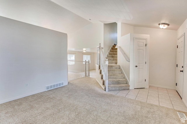 1494 E 1300 S, Provo, UT 84606 - tiled entrance foyer featuring carpet floors, vaulted ceiling, and stairway