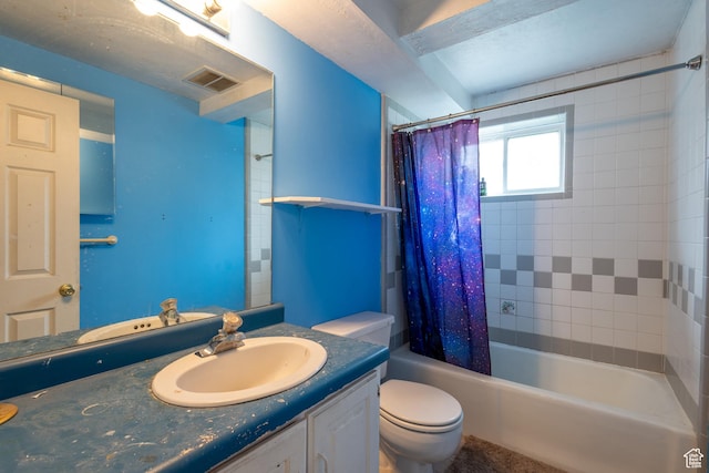 5488 S Hollow Springs Cir W, Murray, UT 84123 - full bath with toilet, vanity, shower / tub combo with curtain, and visible vents