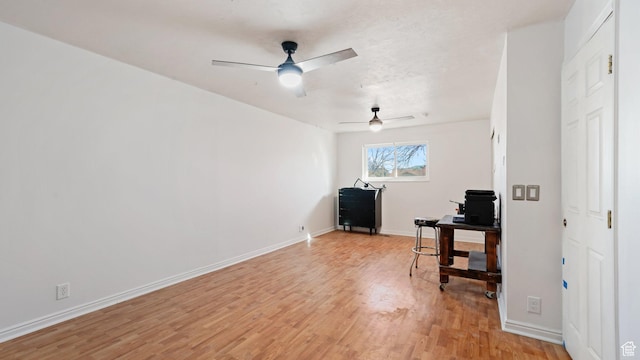 5488 S Hollow Springs Cir W, Murray, UT 84123 - office space with baseboards, ceiling fan, and light wood-style floors