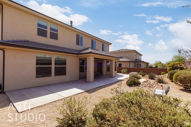 2691 E 3800 S, St George, UT 84790 - back of property featuring a patio area, a tiled roof, stucco siding, and fence