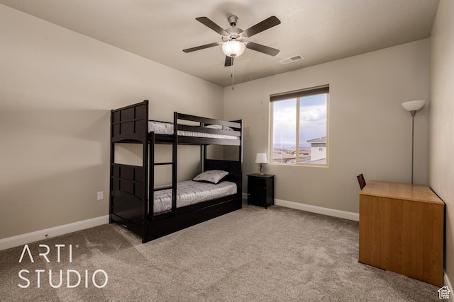 2691 E 3800 S, St George, UT 84790 - bedroom with carpet flooring, baseboards, ceiling fan, and visible vents