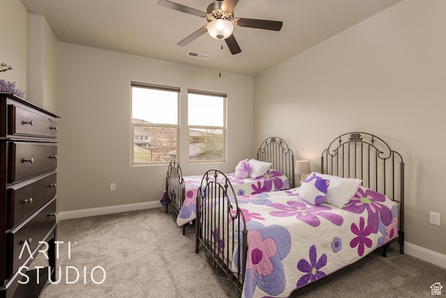 2691 E 3800 S, St George, UT 84790 - bedroom featuring a ceiling fan, carpet, baseboards, and visible vents
