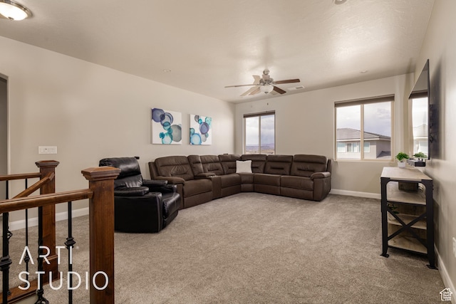 2691 E 3800 S, St George, UT 84790 - living area with baseboards, ceiling fan, and carpet