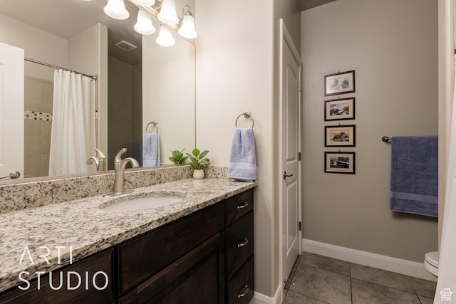 2691 E 3800 S, St George, UT 84790 - bathroom featuring visible vents, baseboards, toilet, tile patterned floors, and vanity