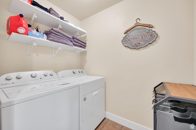 8374 E Lake Pines Dr Unit 269, Heber City, UT 84032 - washroom featuring separate washer and dryer, light tile patterned floors, baseboards, and laundry area