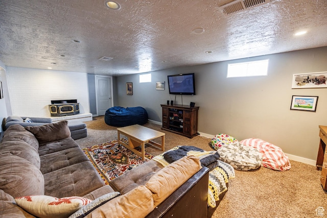30 N 1300 E, Springville, UT 84663 - living room featuring visible vents, carpet flooring, and a textured ceiling