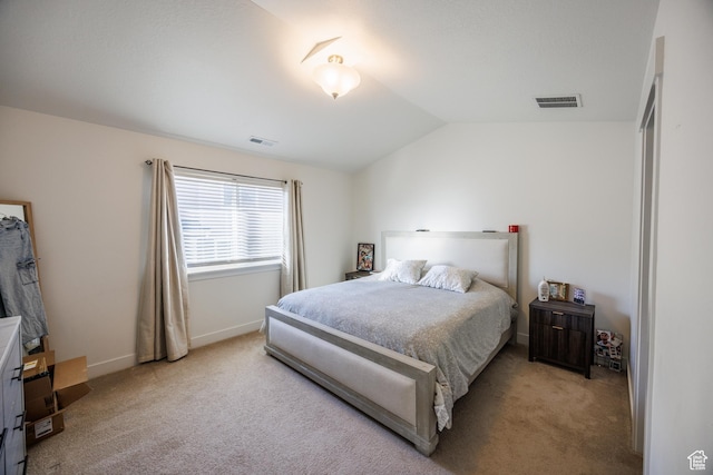 3951 W 1450 N Unit 269, Lehi, UT 84043 - bedroom featuring baseboards, visible vents, vaulted ceiling, and carpet