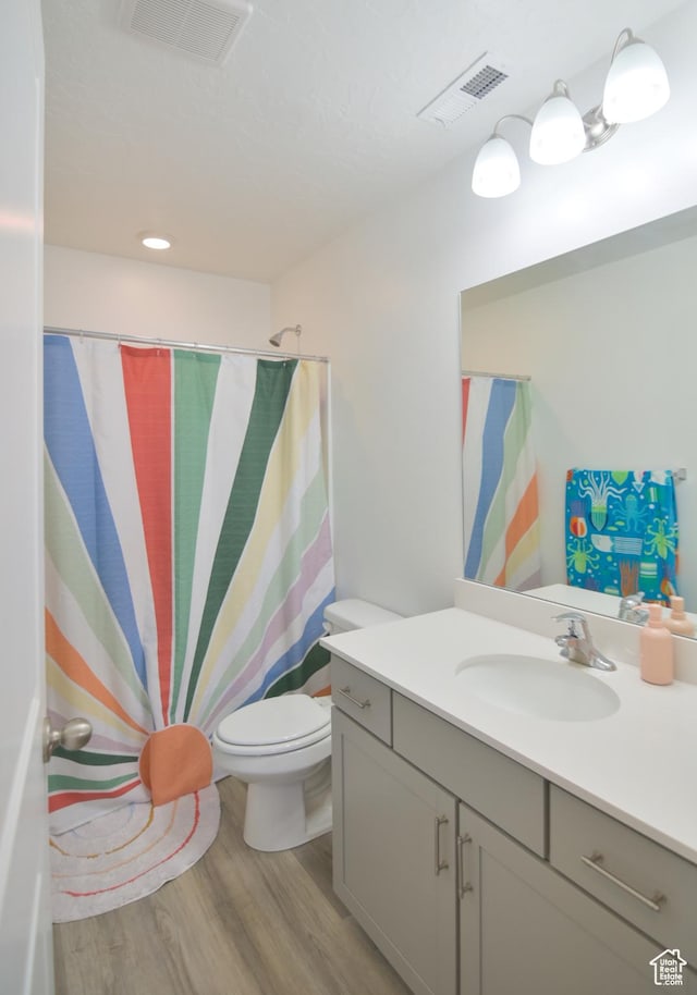 1088 E Propeller Row, Saratoga Springs, UT 84045 - bathroom with toilet, visible vents, wood finished floors, and vanity