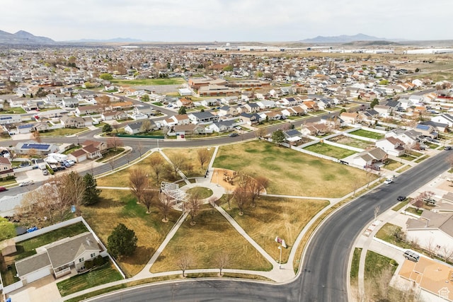 bird's eye view with a mountain view and a residential view