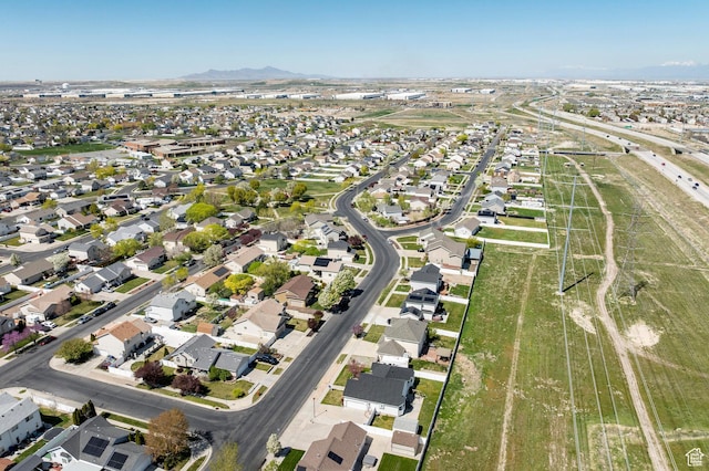 aerial view with a mountain view and a residential view