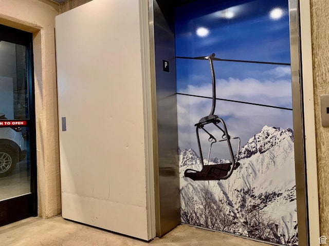 12080 E Big Cottonwood Rd Unit 214, Brighton, UT 84121 - detailed view of unfinished concrete flooring and elevator