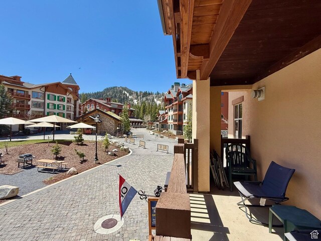 12080 E Big Cottonwood Rd Unit 214, Brighton, UT 84121 - view of patio / terrace with a mountain view and a grill