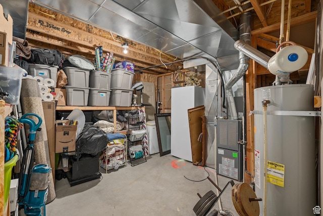 unfinished basement with gas water heater