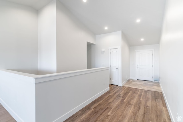 437 N 800 E, Hyde Park, UT 84318 - hallway with baseboards, wood finished floors, and recessed lighting