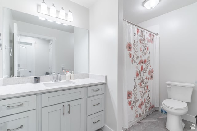 437 N 800 E, Hyde Park, UT 84318 - bathroom with vanity, marble finish floor, baseboards, and toilet