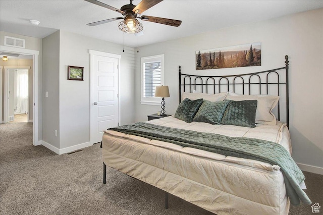5197 W Copeland Dr S, Herriman, UT 84096 - bedroom with a ceiling fan, carpet floors, baseboards, and visible vents